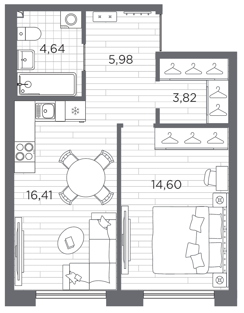 2 ккв (Евро) 45,5 м²