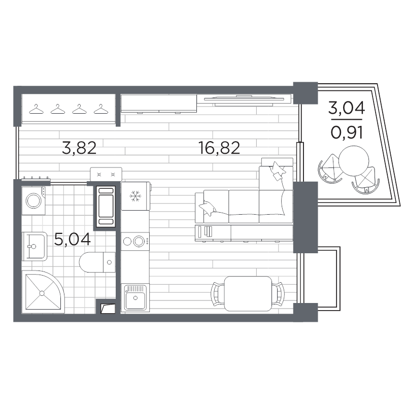 Студия 26,6 м²