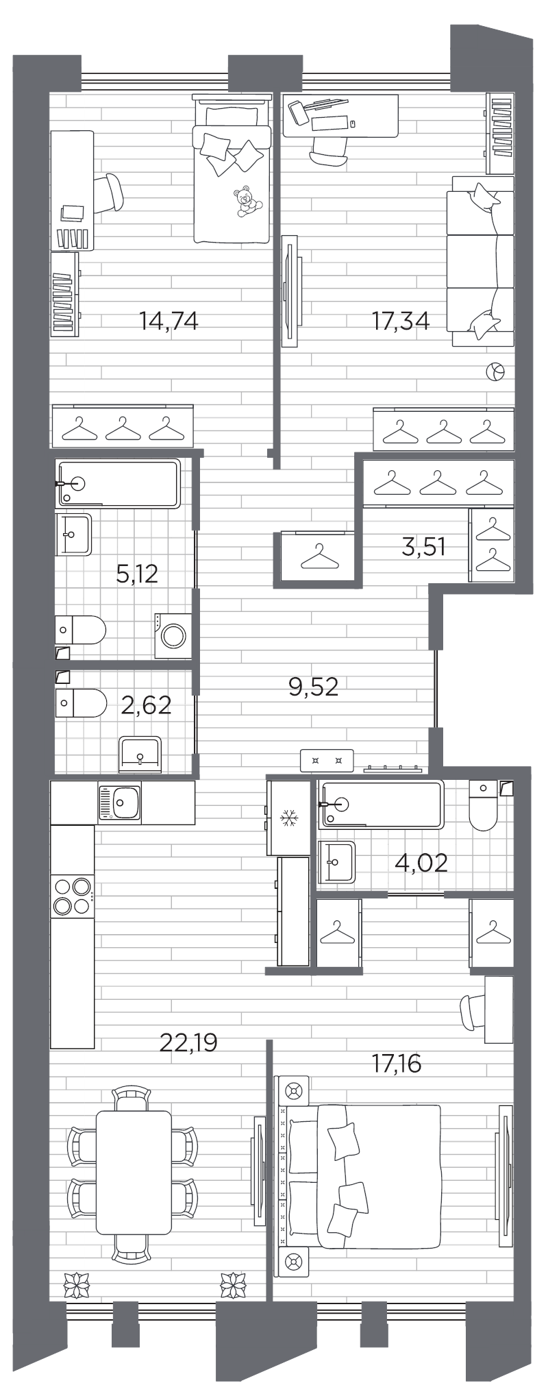 4 ккв (Евро) 96,2 м²