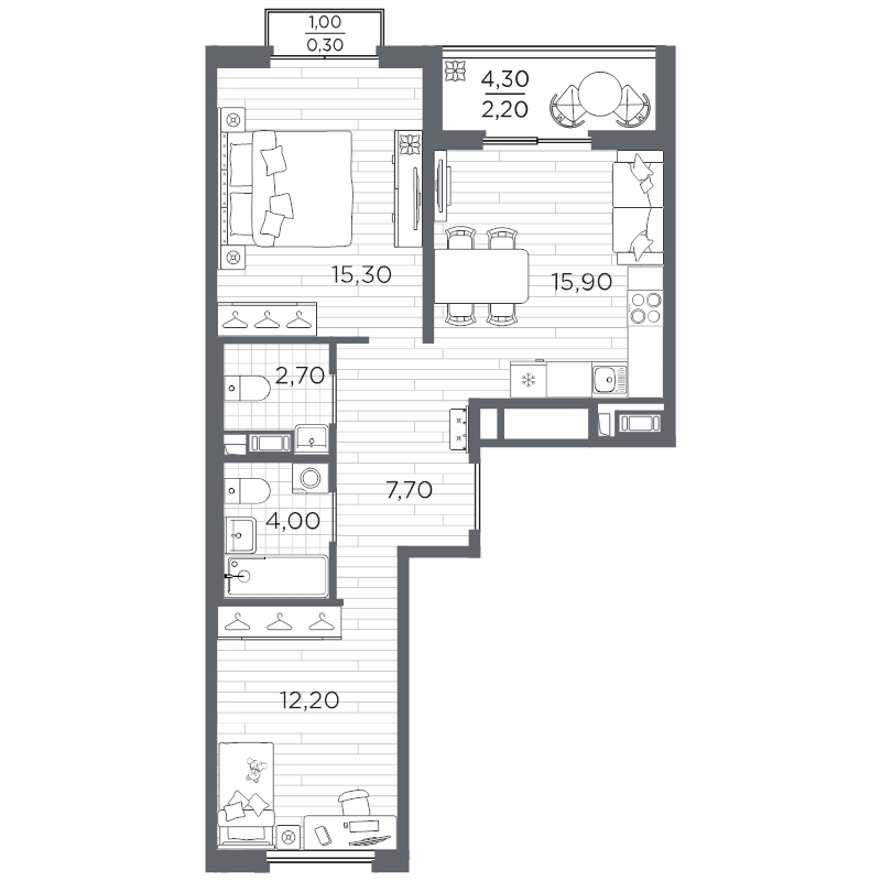 3 ккв (Евро) 60,3 м²