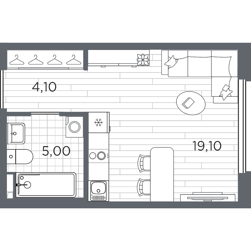 Студия 28,2 м²