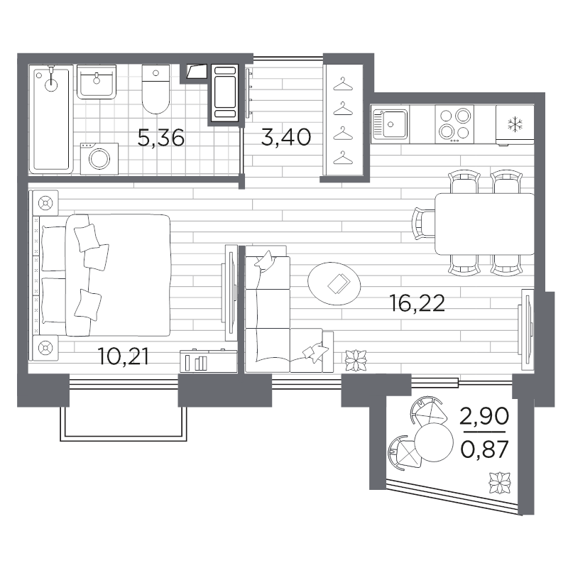 2 ккв (Евро) 36,1 м²
