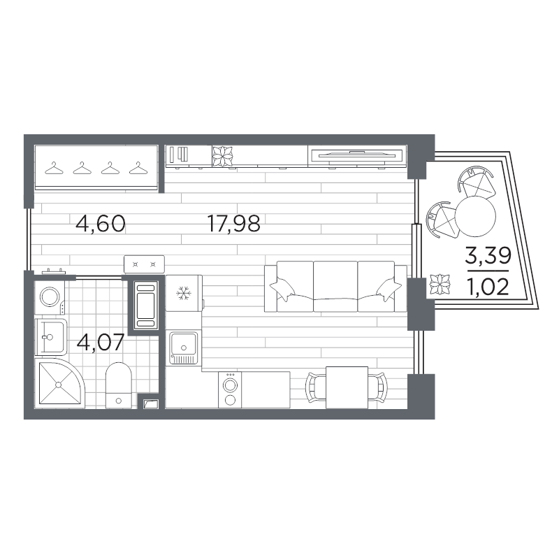 Студия 27,7 м²