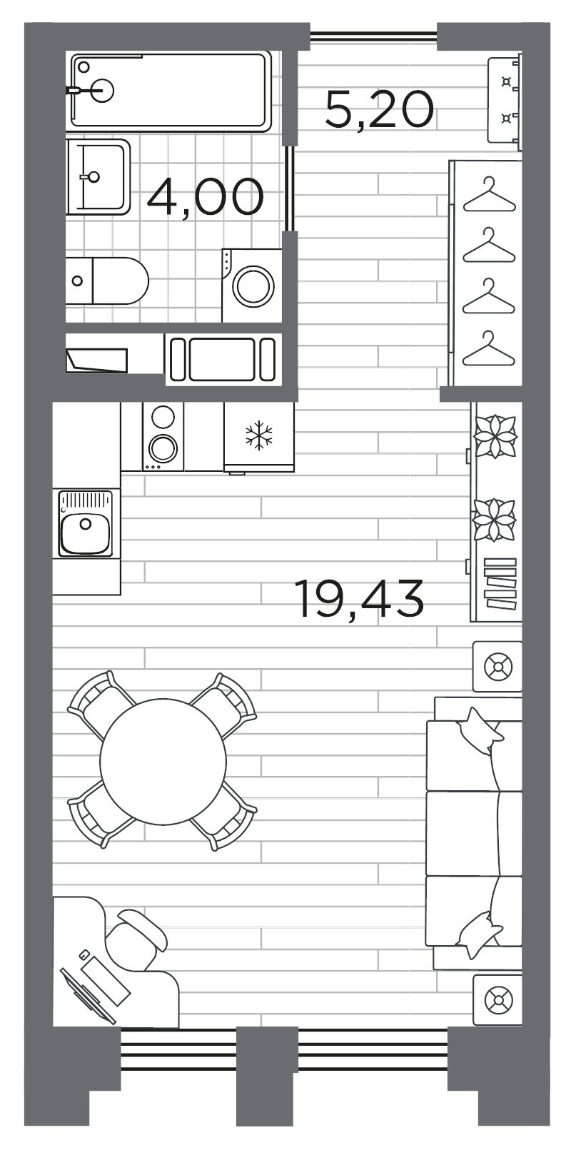 Студия 28,6 м²