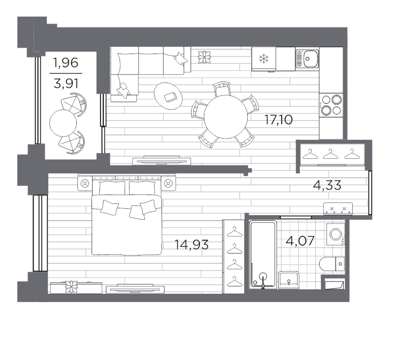 2 ккв (Евро) 42,4 м²