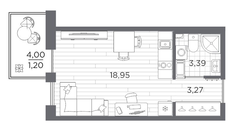 Студия 26,8 м²
