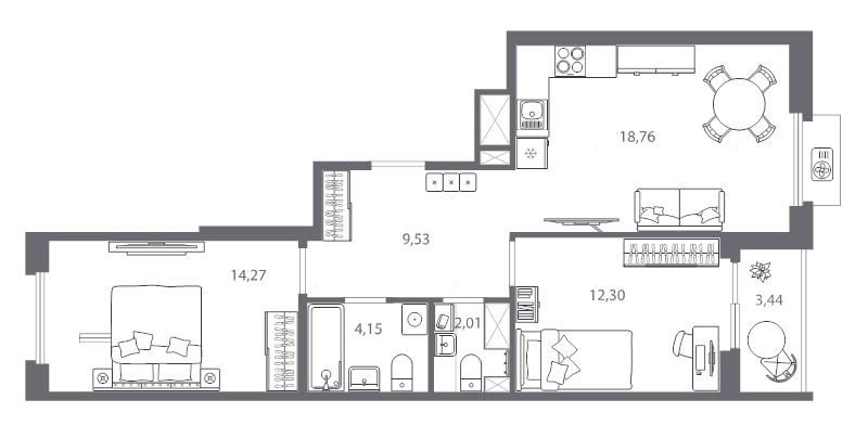 3 ккв (Евро) 63,4 м²