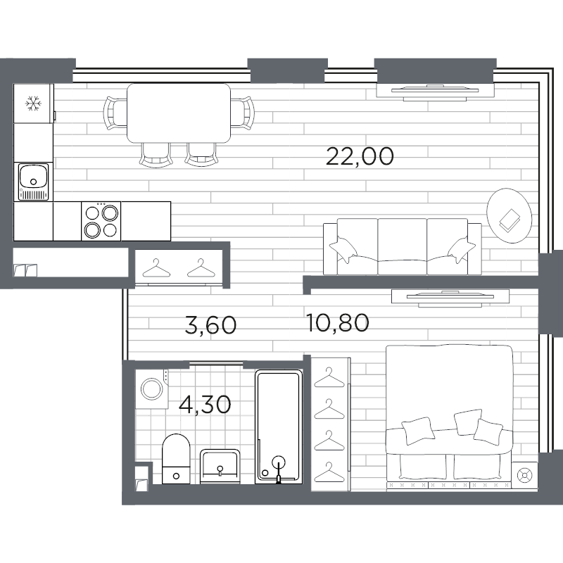 2 ккв (Евро) 40,7 м²