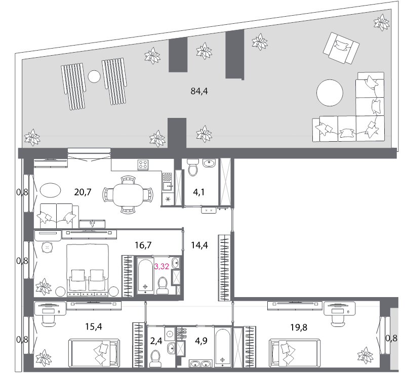 4 ккв (Евро) 127,7 м²
