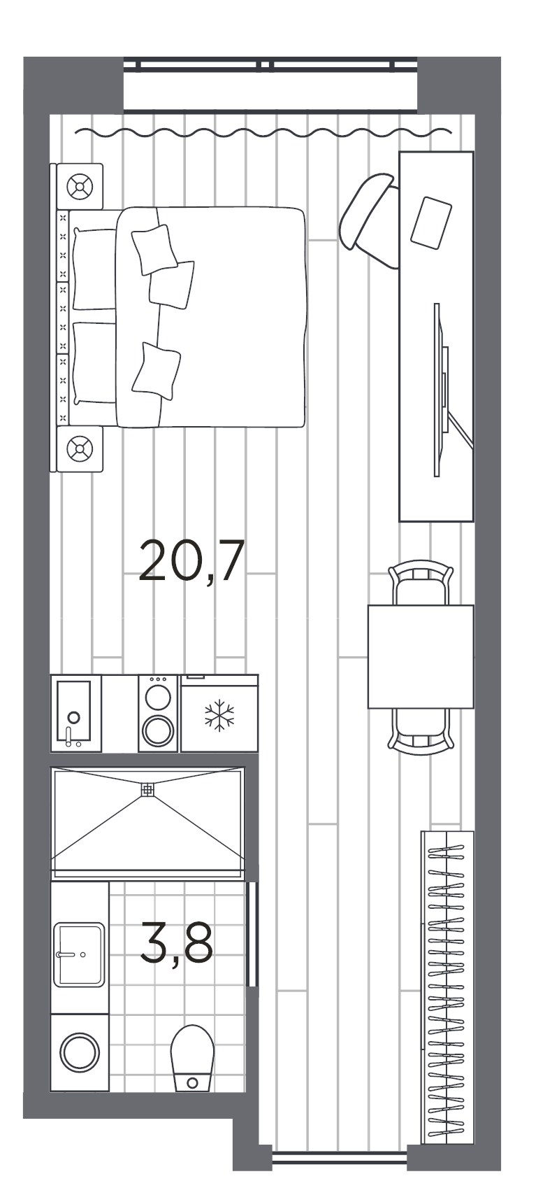 Студия 24,5 м²