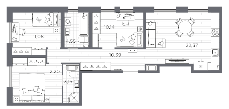 4 ккв (Евро) 73,9 м²