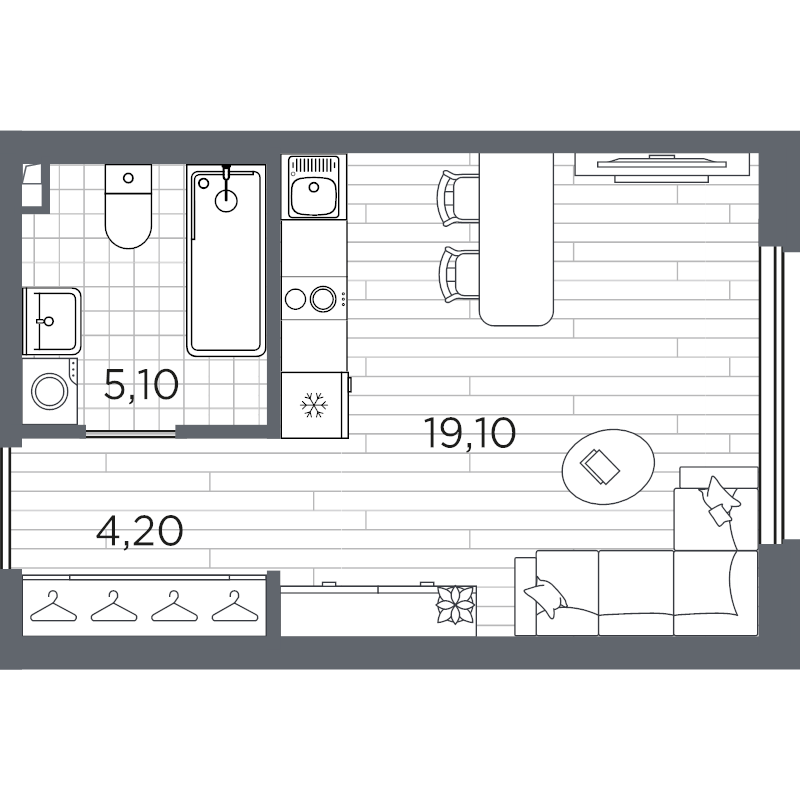 Студия 28,4 м²