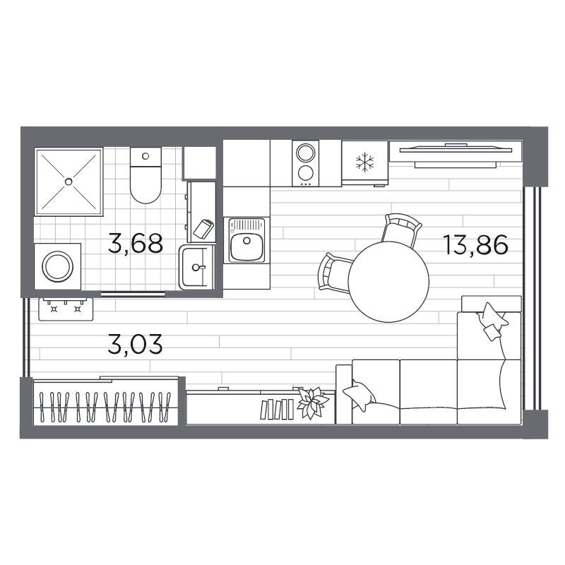 Студия 20,9 м²