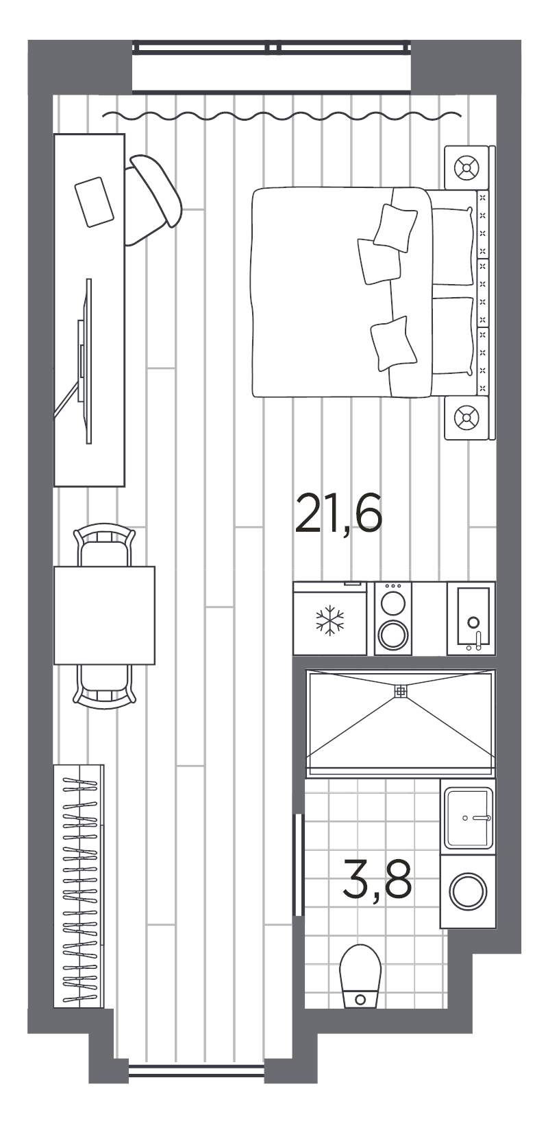 Студия 25,5 м²