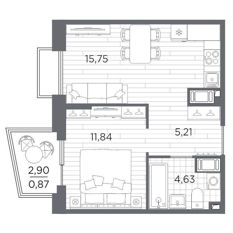 2 ккв (Евро) 38,3 м²