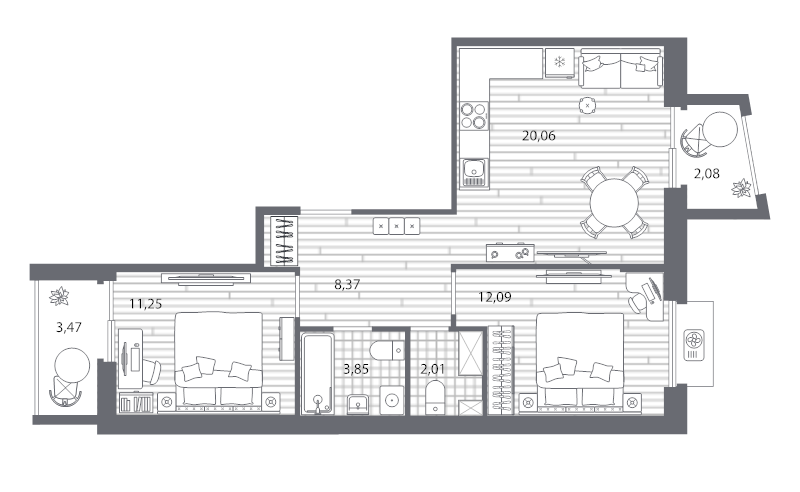 3 ккв (Евро) 59,3 м²