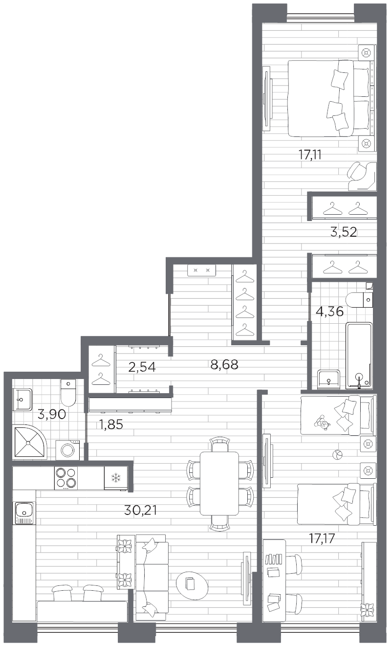 3 ккв (Евро) 89,3 м²