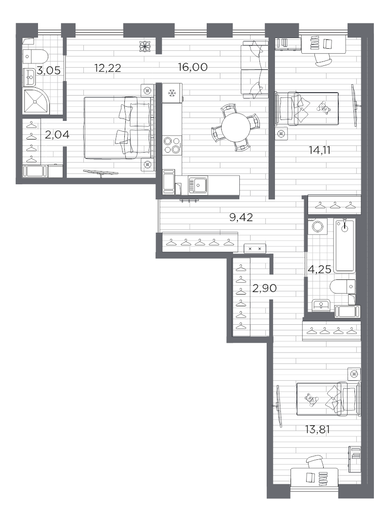 4 ккв (Евро) 77,8 м²