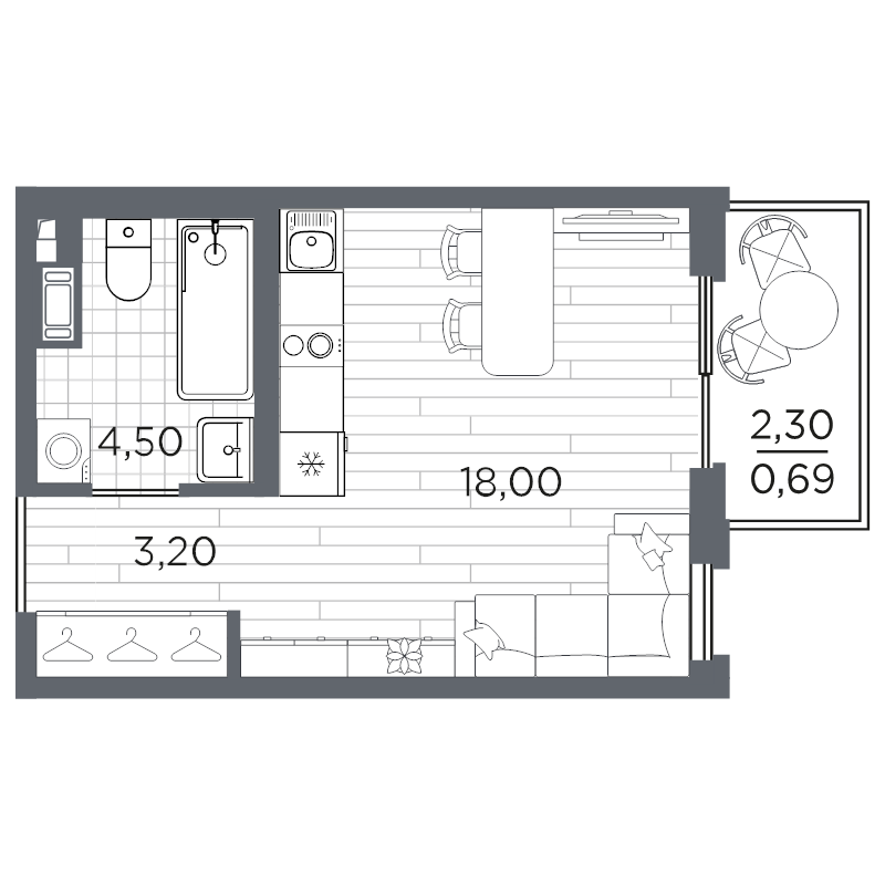 Студия 26,4 м²