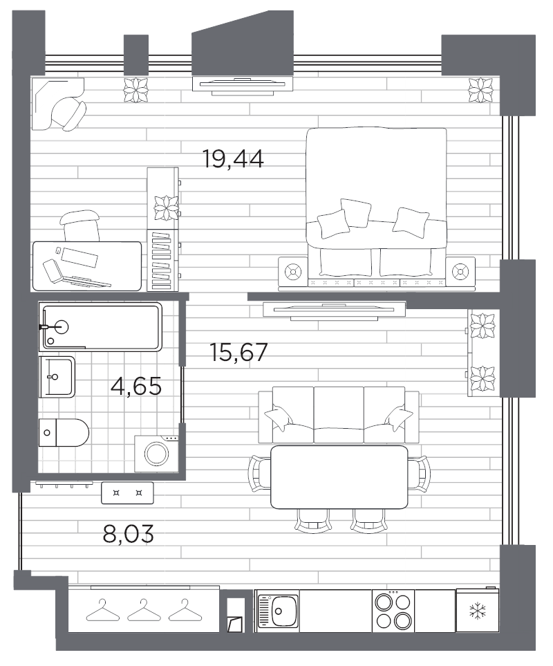 2 ккв (Евро) 47,8 м²