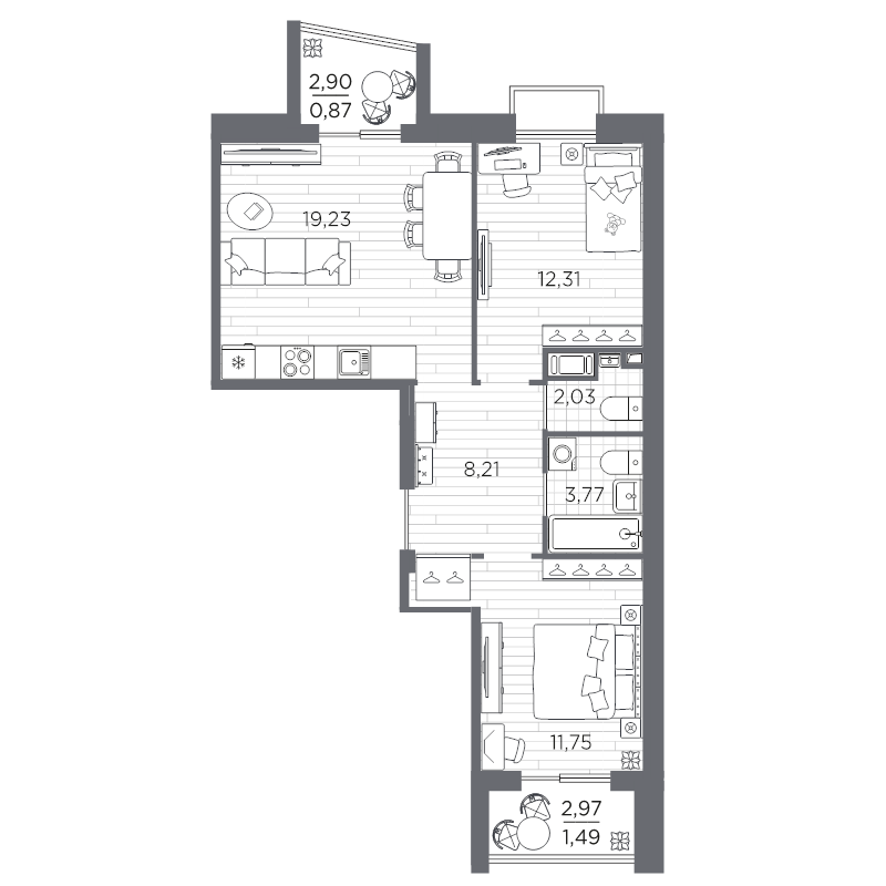 3 ккв (Евро) 59,7 м²