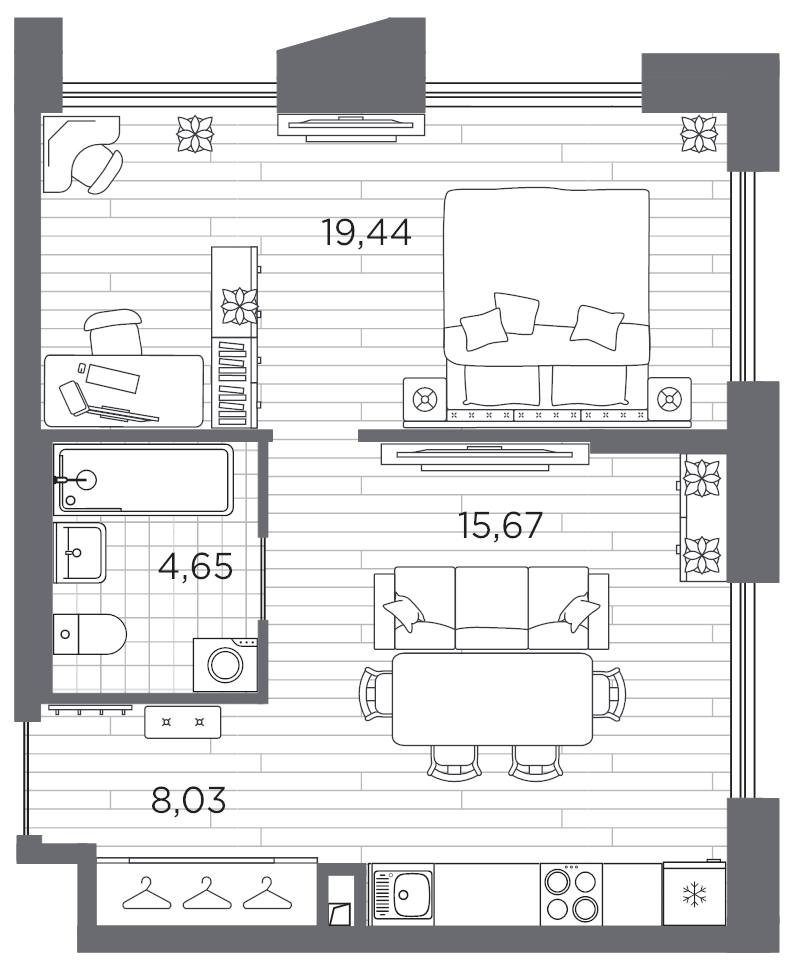 2 ккв (Евро) 47,8 м²