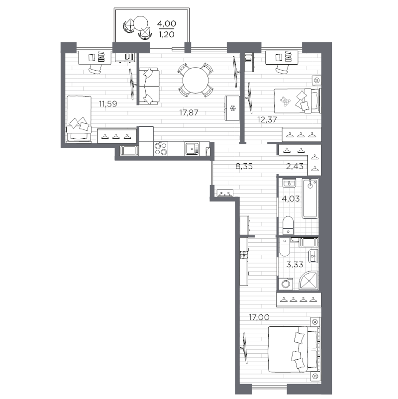 4 ккв (Евро) 78,2 м²