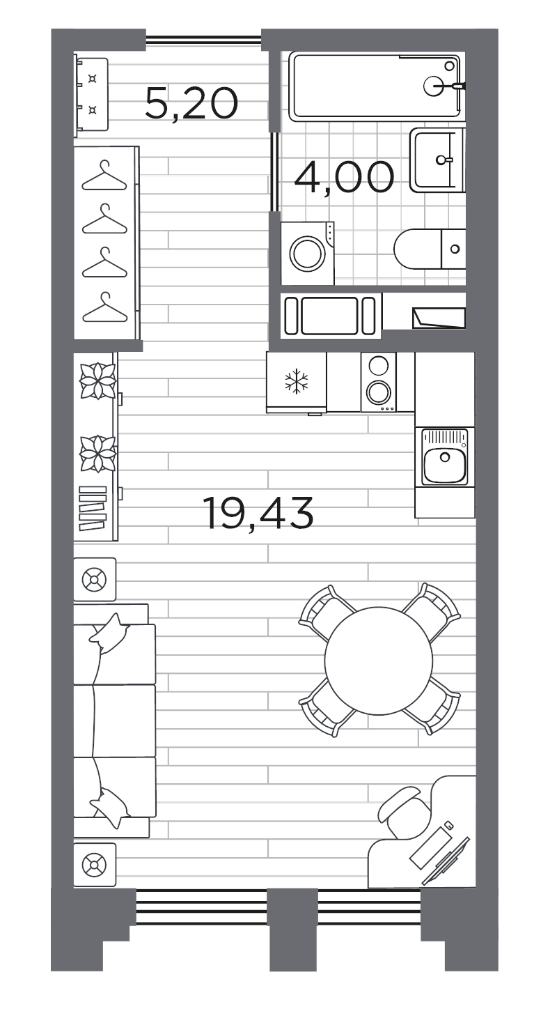 Студия 28,6 м²