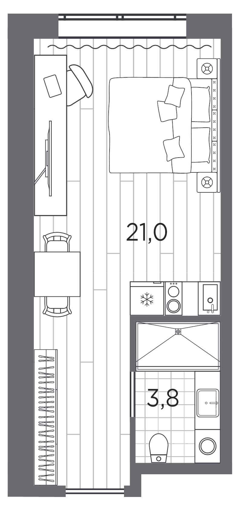 Студия 24,8 м²