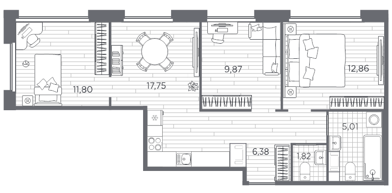4 ккв (Евро) 66,6 м²