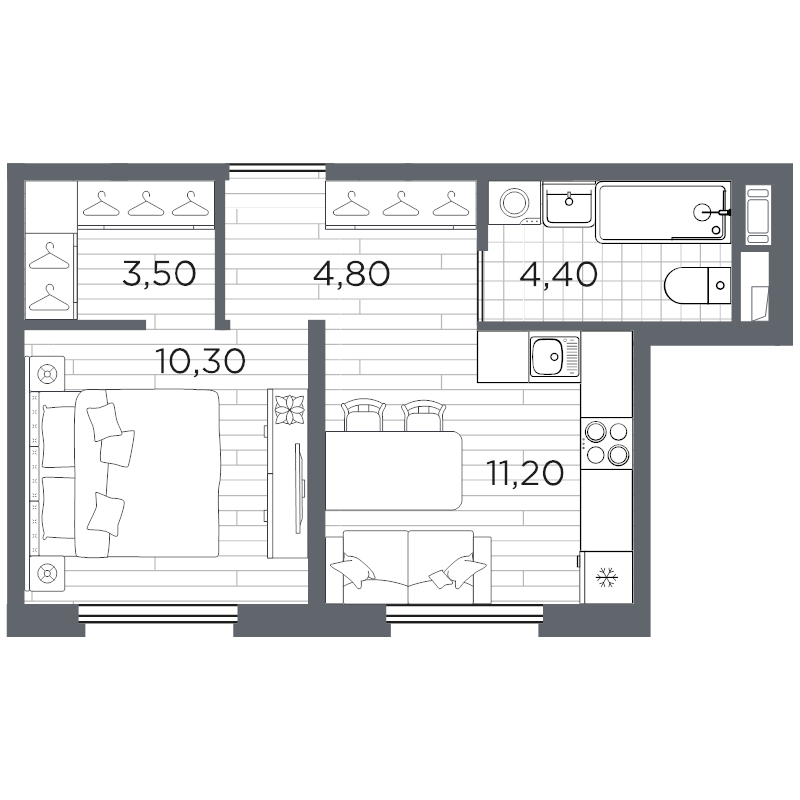 1 ккв 34,7 м²