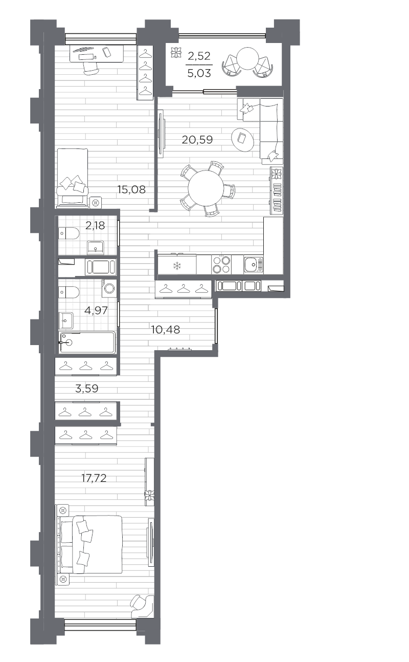 3 ккв (Евро) 76,2 м²