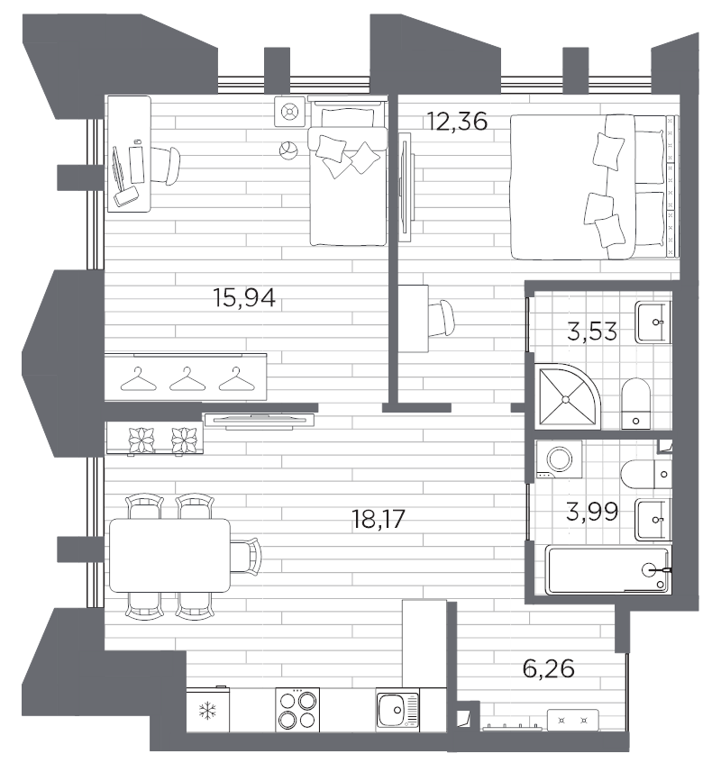 3 ккв (Евро) 60,3 м²