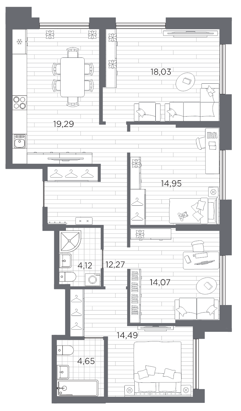 5 ккв (Евро) 101,9 м²