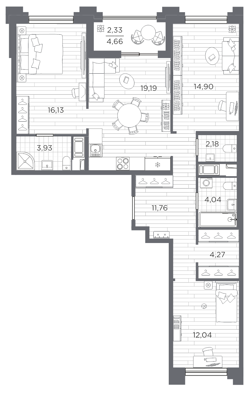 4 ккв (Евро) 90,8 м²