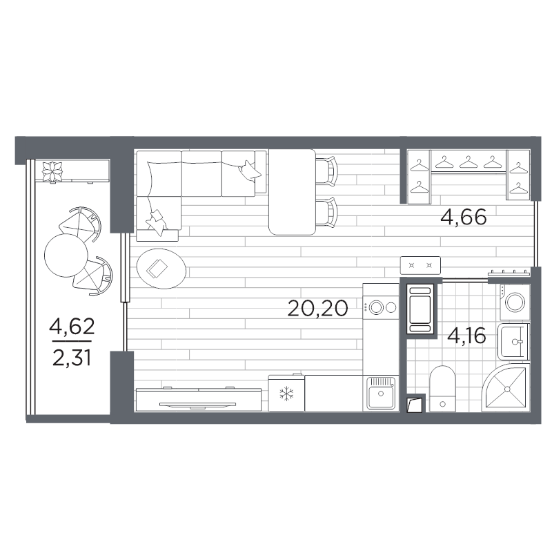 Студия 31,3 м²