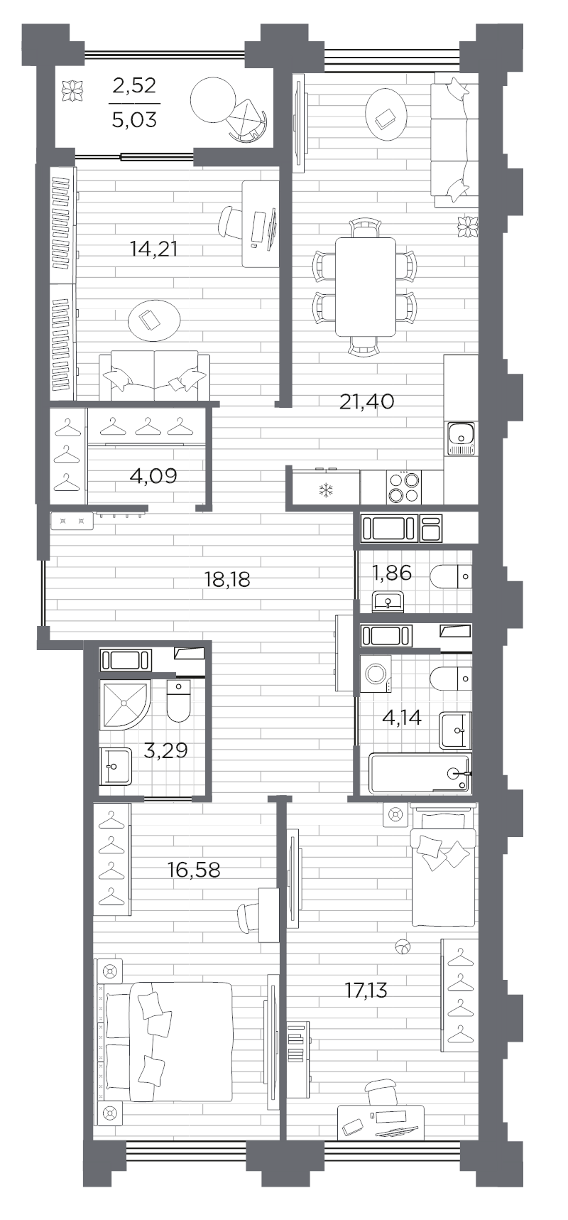 4 ккв (Евро) 103,4 м²