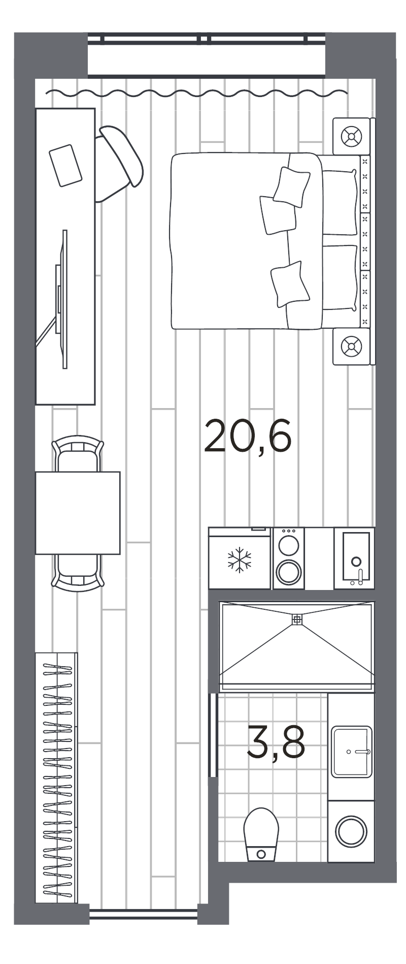 Студия 24,4 м²