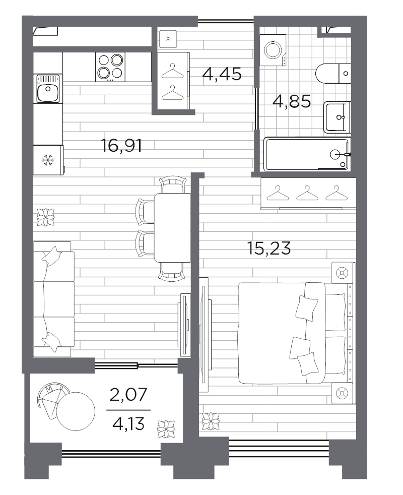 2 ккв (Евро) 43,5 м²
