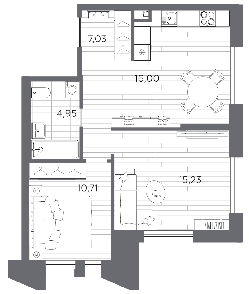 3 ккв (Евро) 53,9 м²