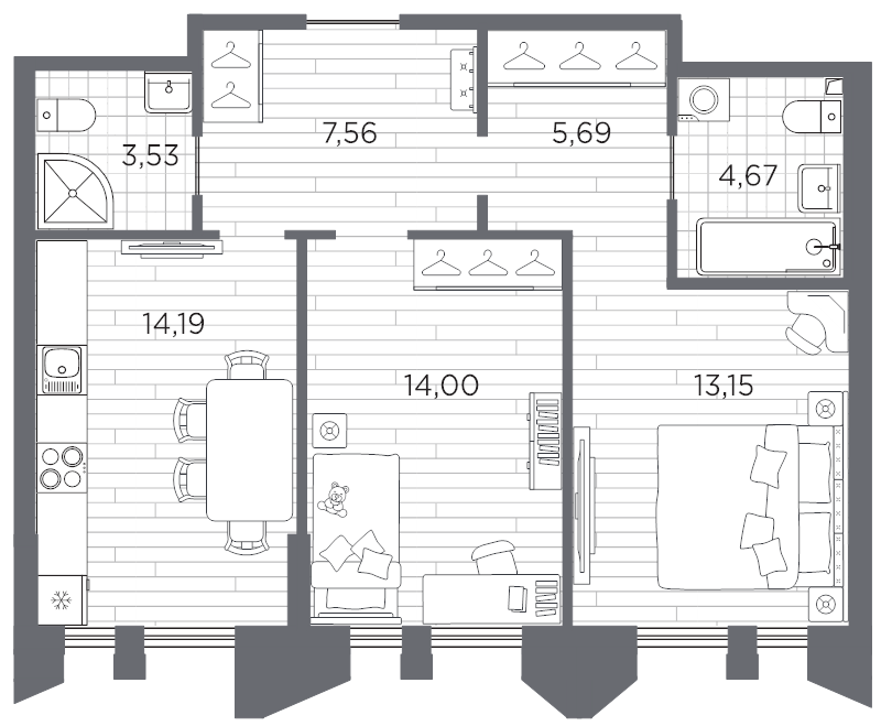 2 ккв 62,8 м²