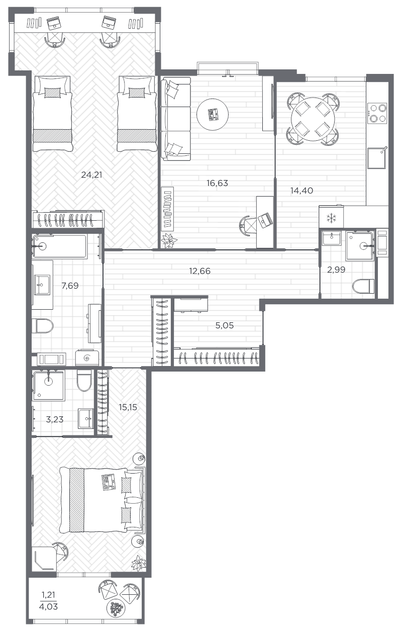 3 ккв 102,9 м²