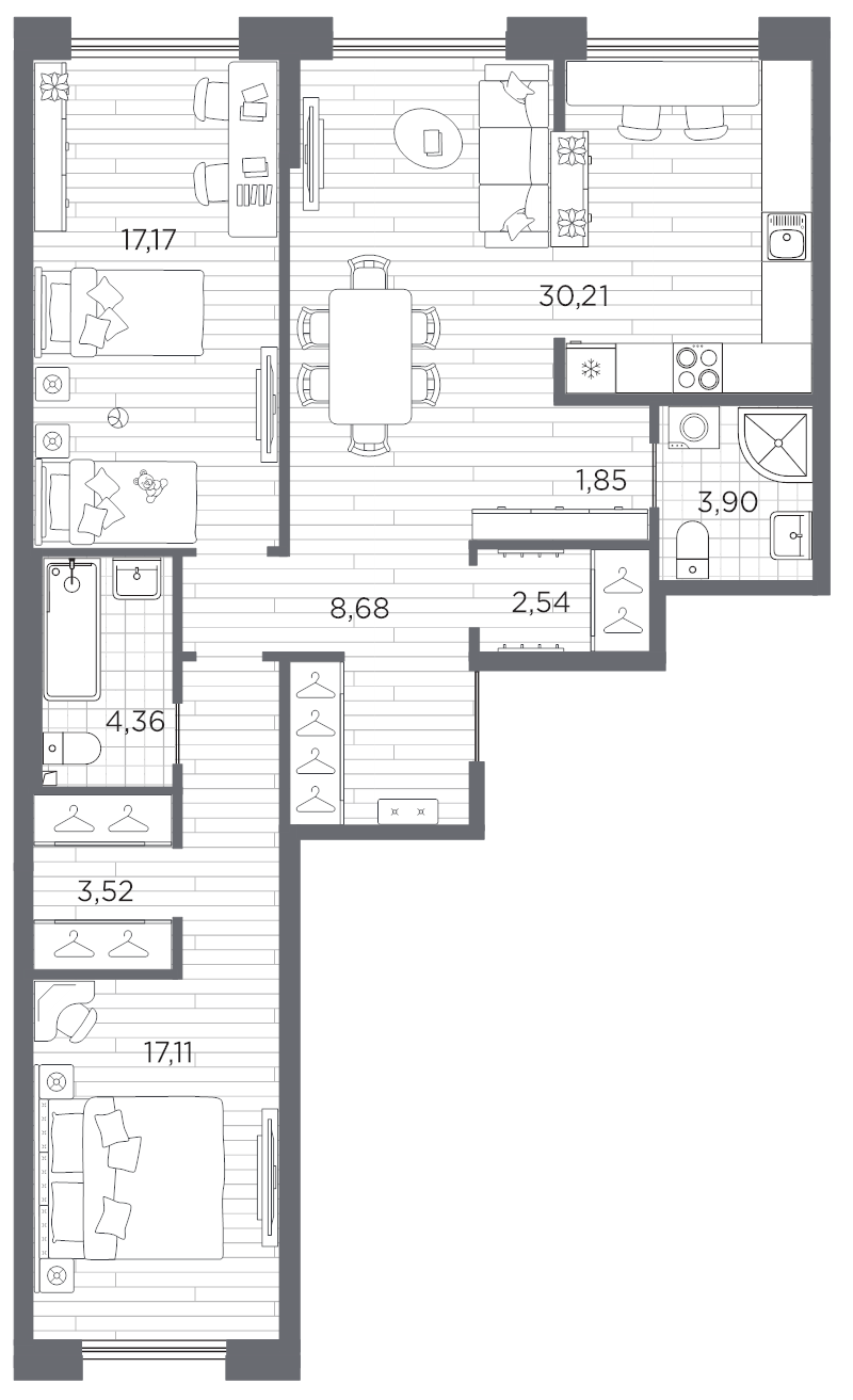 3 ккв (Евро) 89,3 м²