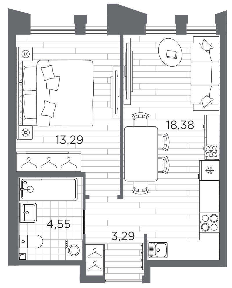 2 ккв (Евро) 39,5 м²