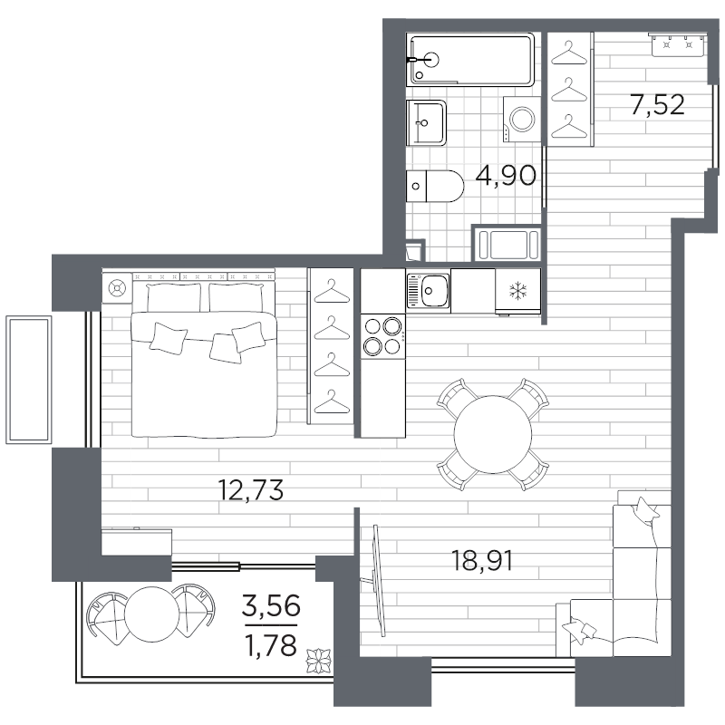 2 ккв (Евро) 45,8 м²
