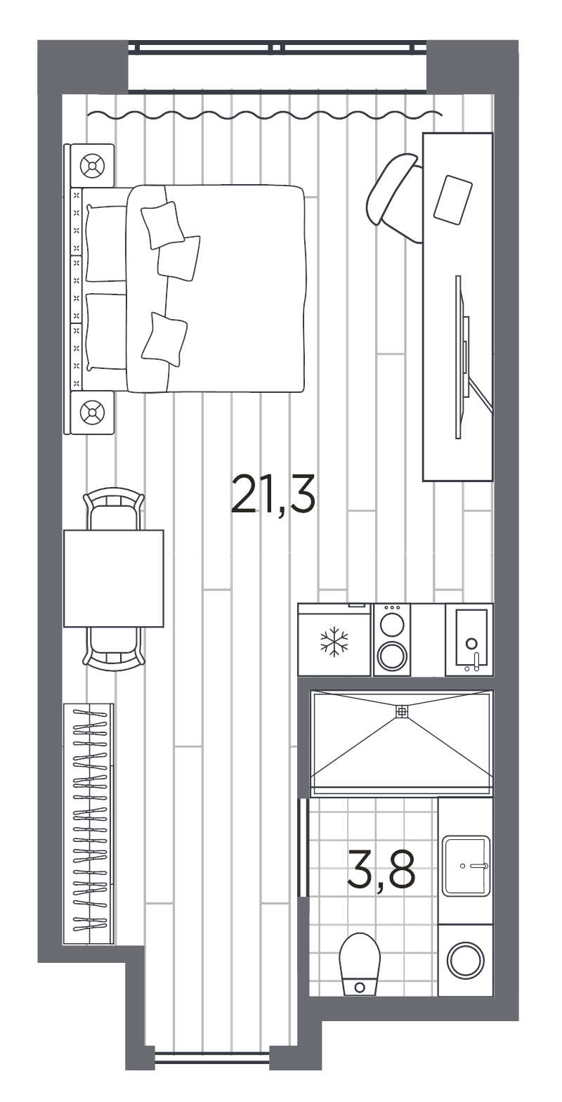 Студия 25,1 м²