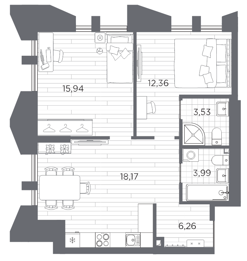 3 ккв (Евро) 60,3 м²