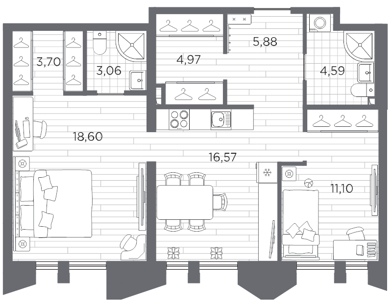 3 ккв (Евро) 68,5 м²