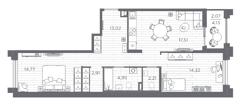3 ккв (Евро) 71,8 м²