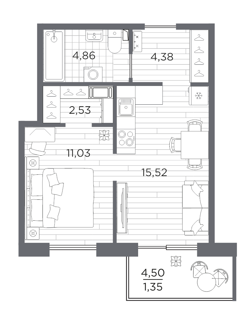 2 ккв (Евро) 39,7 м²